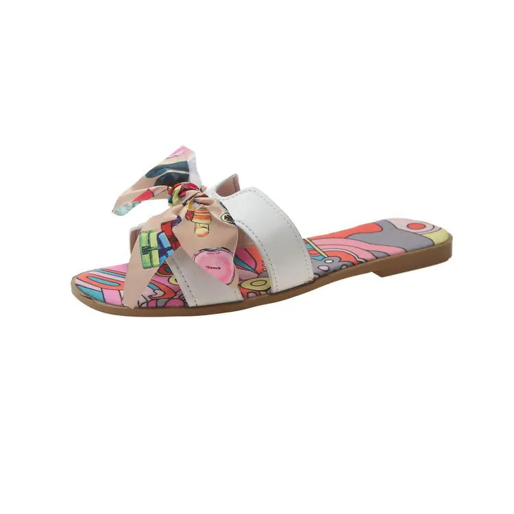 Women's Fashion Summer Flat Slippers with Bow Detail